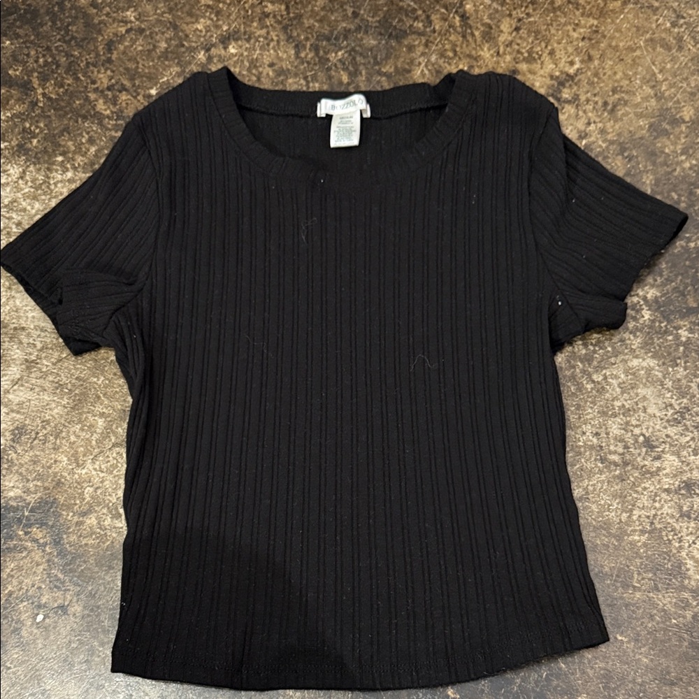 Bozzolo Classic Black Ribbed Tee